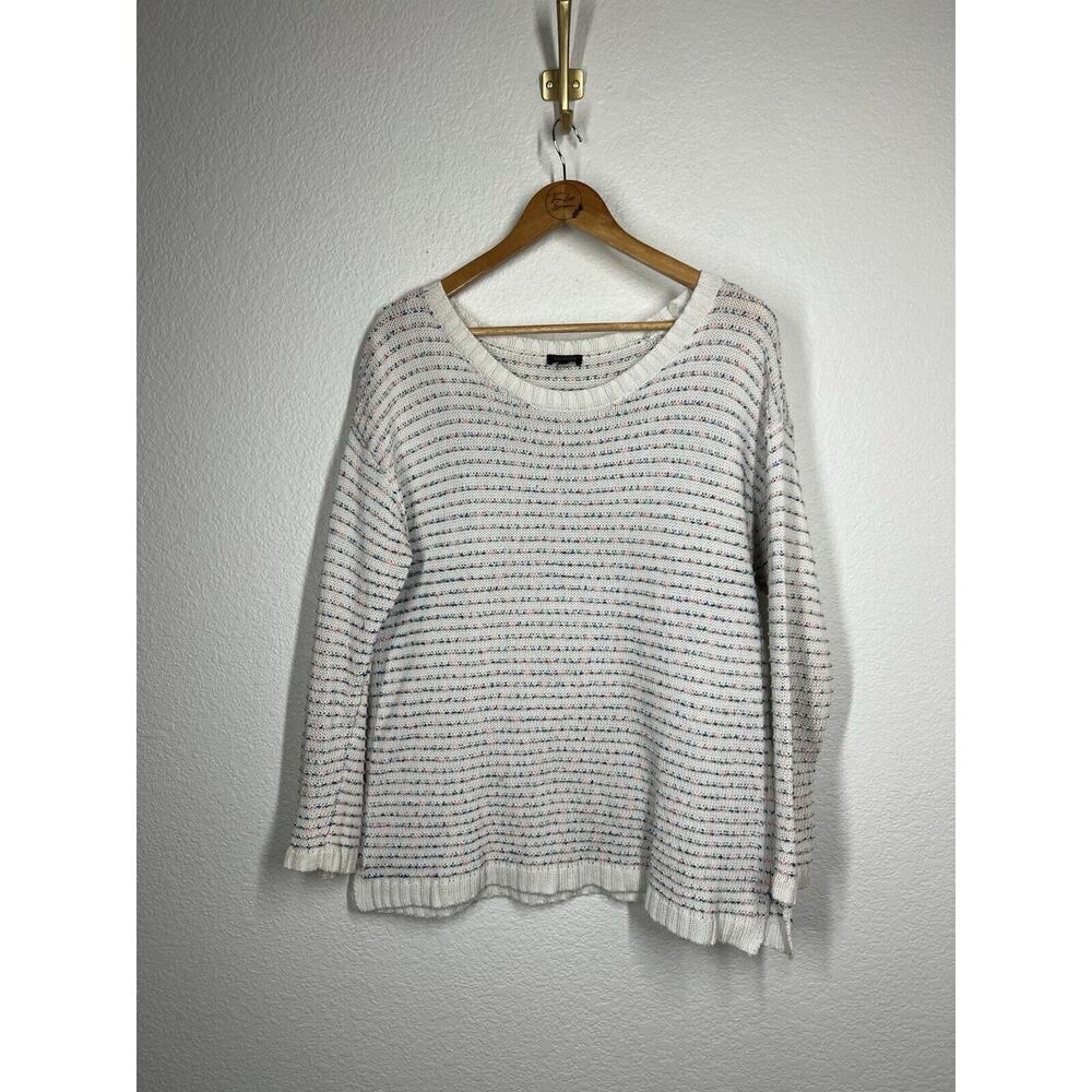 Talbots Speckled Knit Striped Sweater Medium Cotton Blend